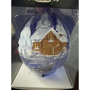 Christmas Bellagio Italian Mouth Blown Hand Painted Glass, Christmas House, 7"